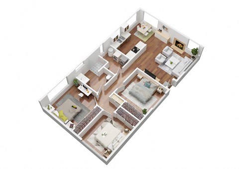 Floor plan for 3 beds, 1 bath, 1065 sqft